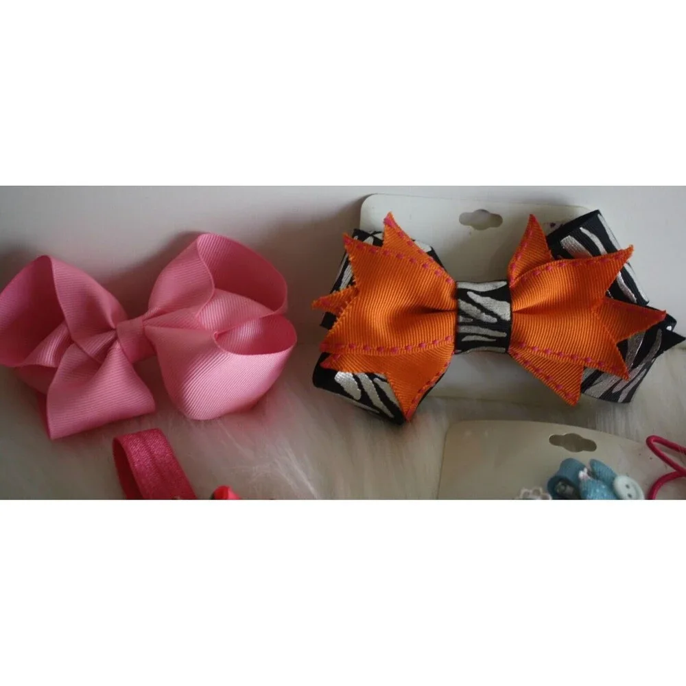 Bundle Of 6 Girls Hair Accessories Headbands Hair Bows Ponytail Holder NWT